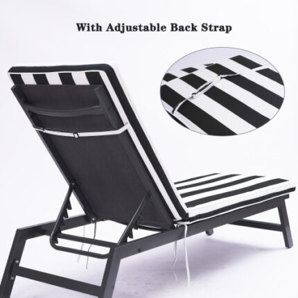 Black/White Stripe Patio Furniture Seat Cushion - Replacement for Outdoor Lounge Chair & Chaise Lounge, Weather - Resistant Design