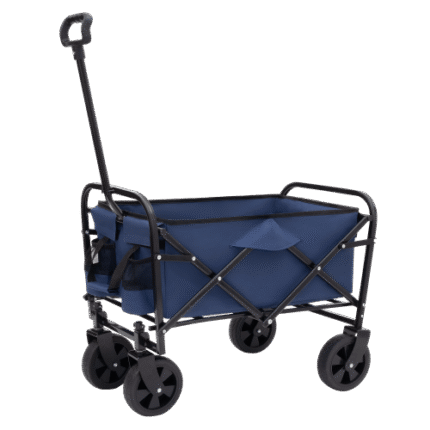 Minimeetall Heavy-Duty Collapsible Wagon Cart - 225lbs Capacity, Dark Blue Expandable Design for Beach Trips, Camping, Shopping, Sports, Gardening & Fishing