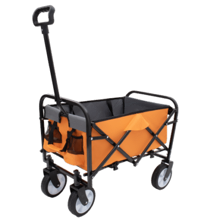 Orange Minimeetall Collapsible Beach Wagon - Strapping System, 225lbs Weight Limit, Multi-Use for Shopping, Sports & Fishing