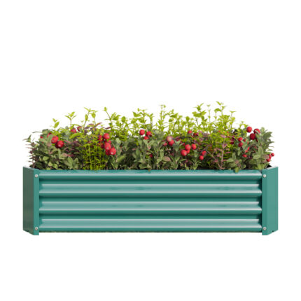 4×2×1ft Green Metal Raised Garden Bed - Rectangle Planter for Flowers, Vegetables & Herbs by Veezyo
