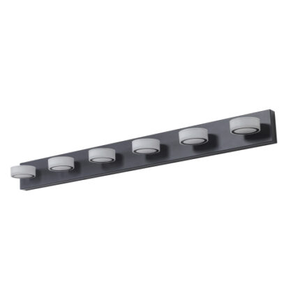 ​​45" Modern LED Bathroom Vanity Light – 6-Light Black Wall Fixture with Adjustable Brightness, Perfect for Mirror Lighting & Shower Decor​