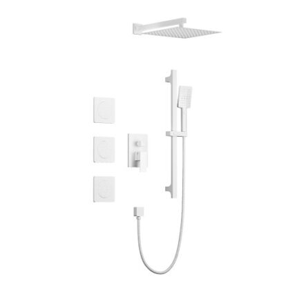All-in-One Complete Shower System - Shower Head, Hand Shower, Slide Bar, Body Sprays, Shower Arm, Hose, Valve Trim & Lever Handle