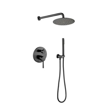 Matte Black Brass Wall-Mounted Rain Shower System