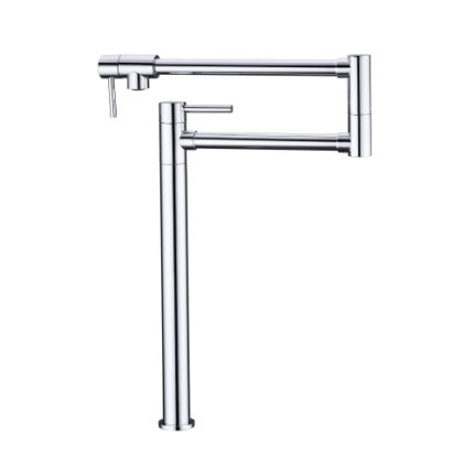 Commercial-Grade Chrome Plated Pot Filler Faucet with Extended Shank - Solid Brass Construction for Professional Kitchens & Kitchen Islands