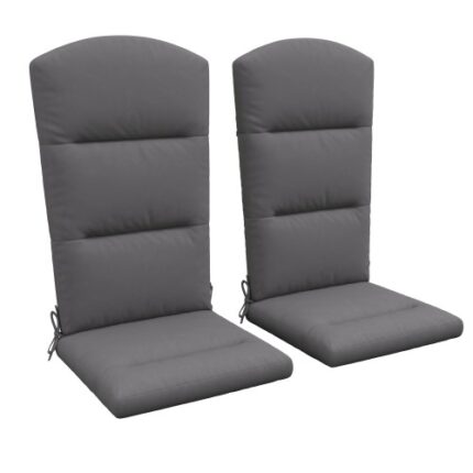 Outsunny 2-Piece Adirondack Chair Cushions – 59"x20.5"x2" Waterproof Outdoor Cushions with Seat, Back & Ties – Gray Replacement Pads for Fire Pit Chairs